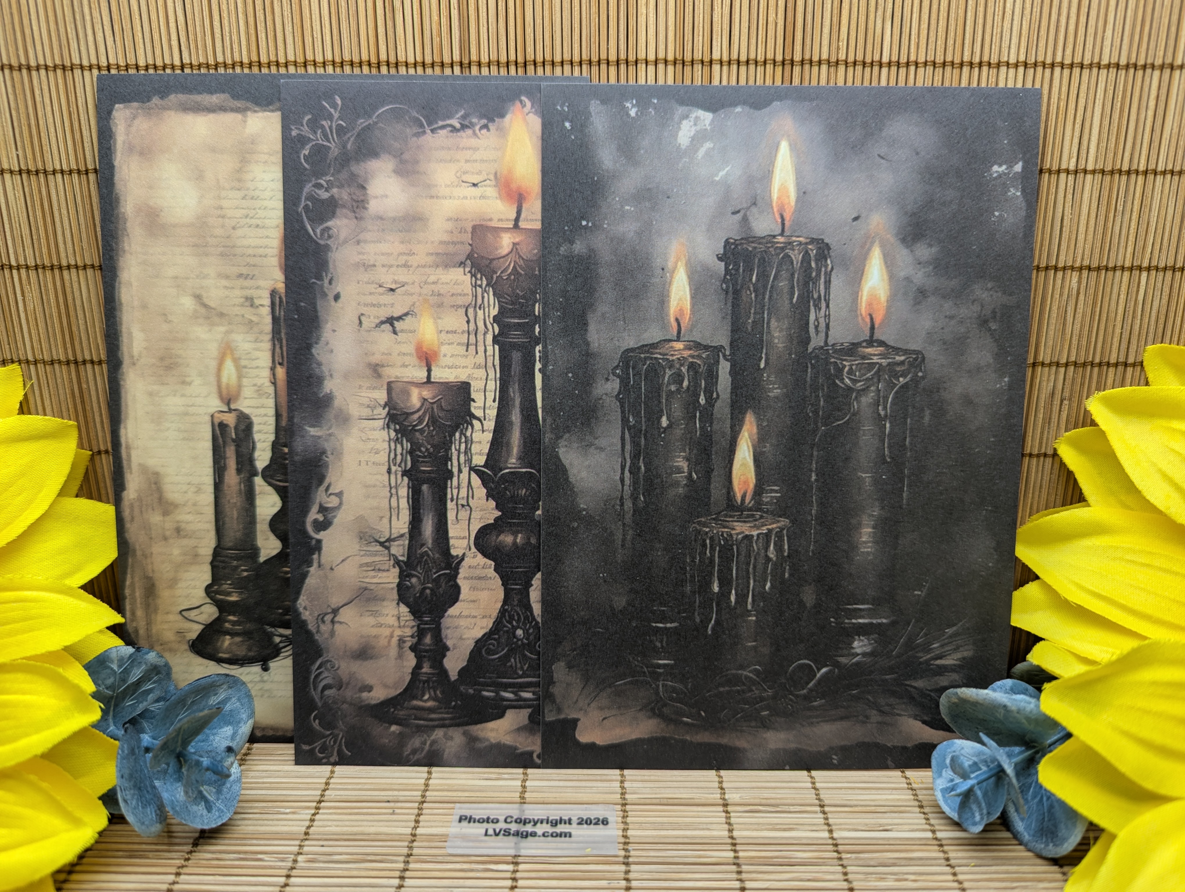 Dark Candlelight Spell Papers Set of Nine